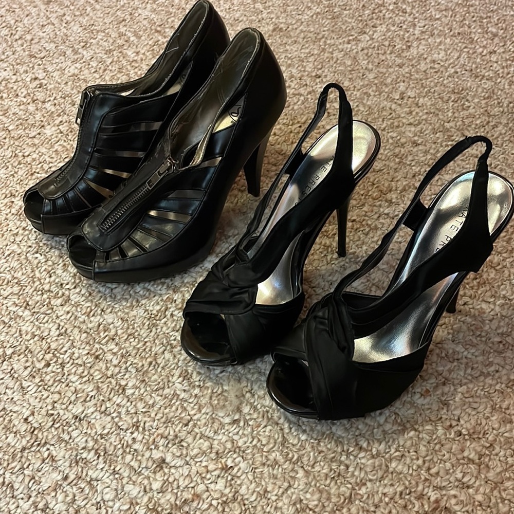 Two womens black heels